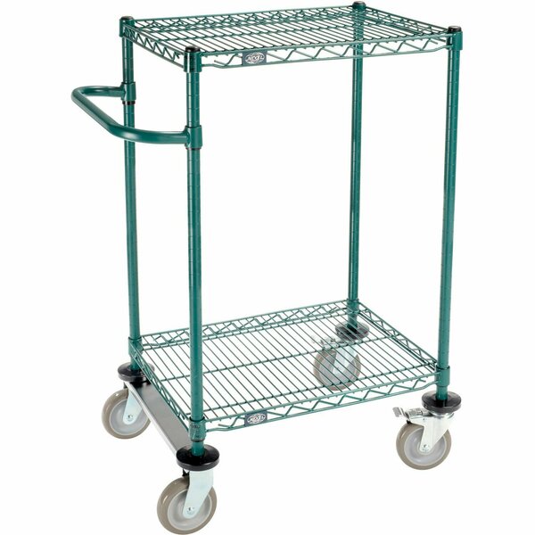 Nexel 2 Shelf Cart, Poly-Green, 24inL x 18inW x 40inH, Polyurethane Rigid Casters B3055440